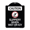 Signmission Caution Slippery When Wet or Icy W/ Graphic Heavy-Gauge Aluminum Sign, 24" H, BW-1824-24285 A-DES-BW-1824-24285